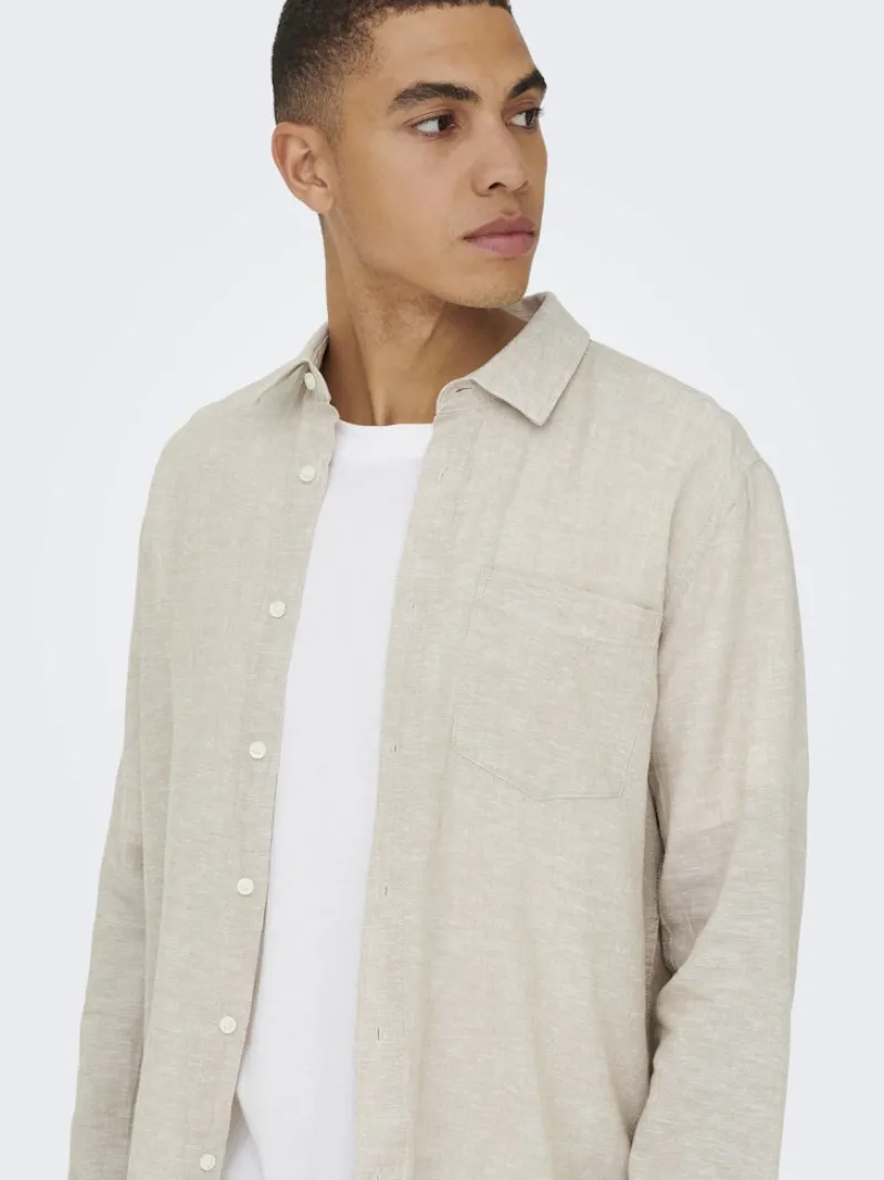 Only & Sons Hemden*ONSCAIDEN LIFE RGLS 1PKT LINENBLEND NOOS chinchilla