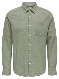 Only & Sons Hemden*ONSCAIDEN LIFE RGLS 1PKT LINENBLEND NOOS Swamp