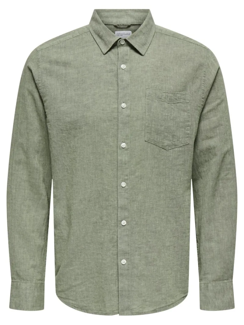 Only & Sons Hemden*ONSCAIDEN LIFE RGLS 1PKT LINENBLEND NOOS Swamp