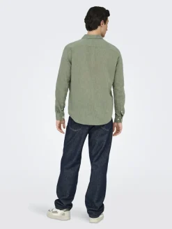Only & Sons Hemden*ONSCAIDEN LIFE RGLS 1PKT LINENBLEND NOOS Swamp