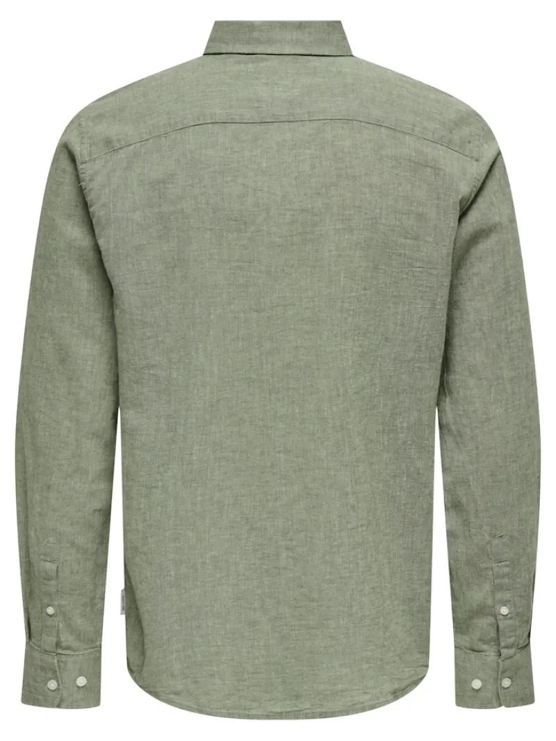 Only & Sons Hemden*ONSCAIDEN LIFE RGLS 1PKT LINENBLEND NOOS Swamp