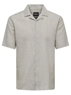 Only & Sons Hemden*ONSCAIDEN LIFE SS SOL RES LINENBLENDNOOS chinchilla