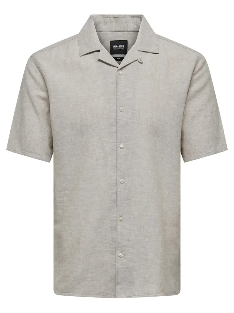 Only & Sons Hemden*ONSCAIDEN LIFE SS SOL RES LINENBLENDNOOS chinchilla