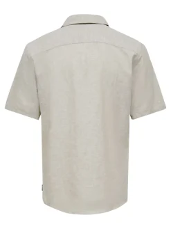 Only & Sons Hemden*ONSCAIDEN LIFE SS SOL RES LINENBLENDNOOS chinchilla