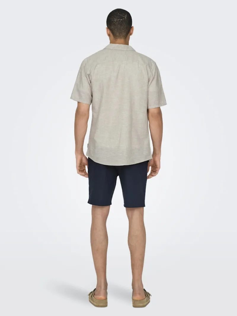 Only & Sons Hemden*ONSCAIDEN LIFE SS SOL RES LINENBLENDNOOS chinchilla