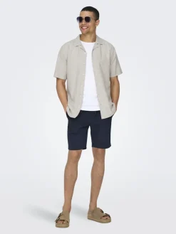 Only & Sons Hemden*ONSCAIDEN LIFE SS SOL RES LINENBLENDNOOS chinchilla