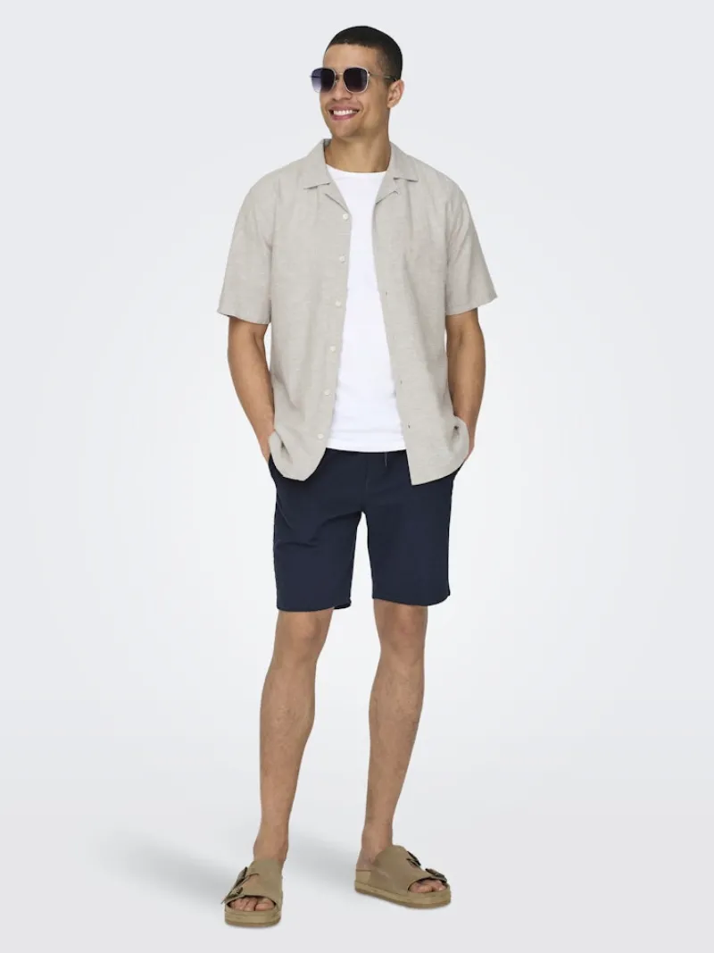 Only & Sons Hemden*ONSCAIDEN LIFE SS SOL RES LINENBLENDNOOS chinchilla