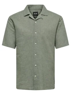 Only & Sons Hemden*ONSCAIDEN LIFE SS SOL RES LINENBLENDNOOS Swamp