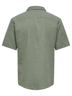 Only & Sons Hemden*ONSCAIDEN LIFE SS SOL RES LINENBLENDNOOS Swamp
