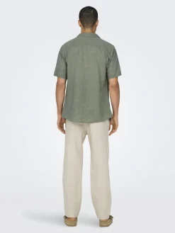 Only & Sons Hemden*ONSCAIDEN LIFE SS SOL RES LINENBLENDNOOS Swamp