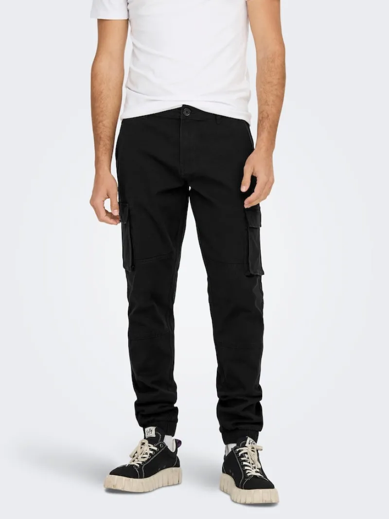 Only & Sons Hosen|Big Boys*ONSCAM STAGE CARGO CUFF LIFE 6687 NOOS Black
