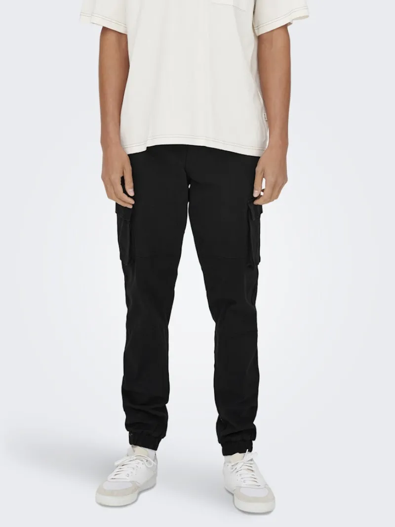 Only & Sons Hosen|Big Boys*ONSCAM STAGE CARGO CUFF LIFE 6687 NOOS Black