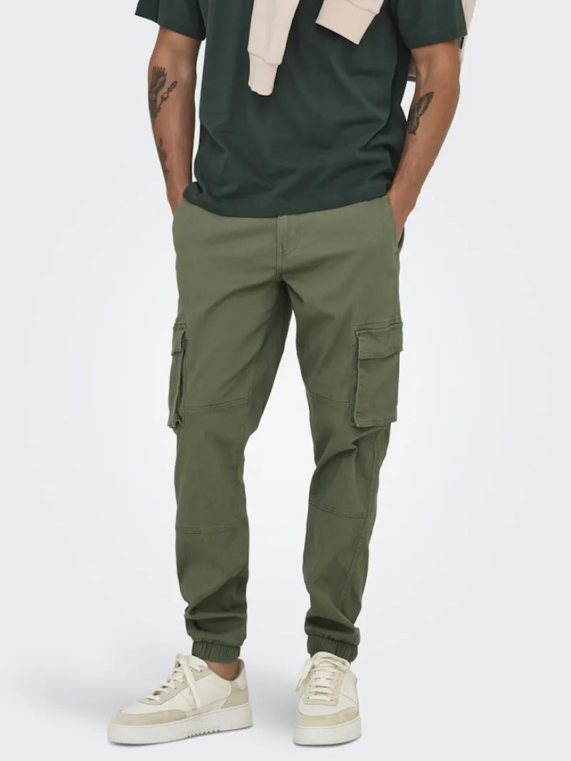 Only & Sons Hosen|Big Boys*ONSCAM STAGE CARGO CUFF LIFE 6687 NOOS Deep Lichen Green