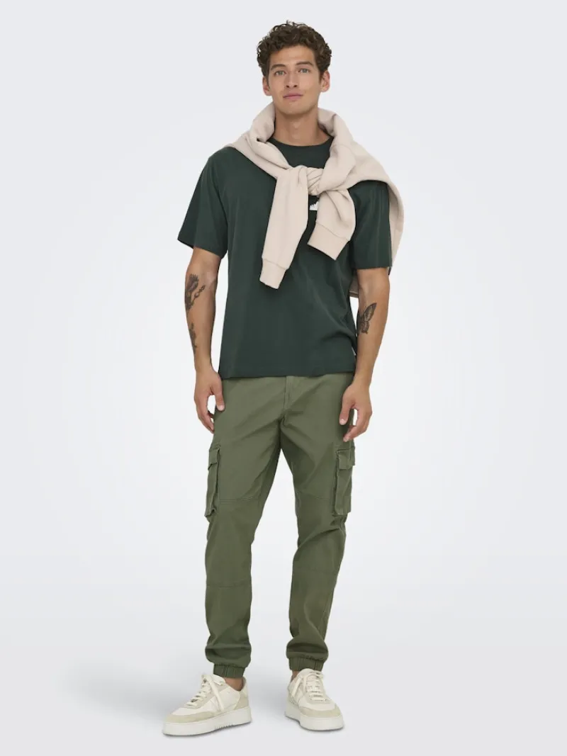 Only & Sons Hosen|Big Boys*ONSCAM STAGE CARGO CUFF LIFE 6687 NOOS Deep Lichen Green