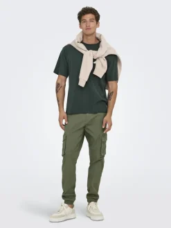 Only & Sons Hosen|Big Boys*ONSCAM STAGE CARGO CUFF LIFE 6687 NOOS Deep Lichen Green
