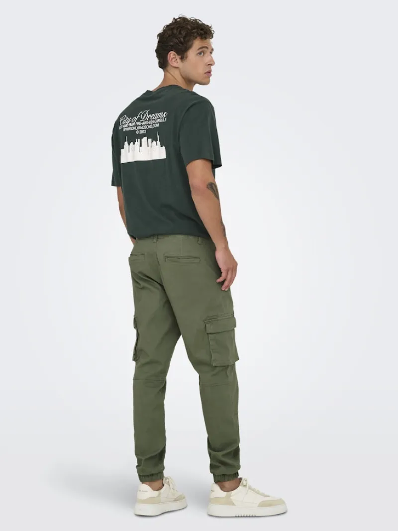 Only & Sons Hosen|Big Boys*ONSCAM STAGE CARGO CUFF LIFE 6687 NOOS Deep Lichen Green