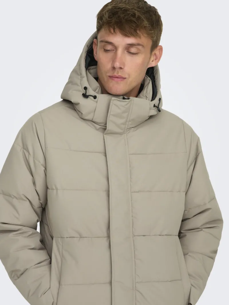 Only & Sons Jacken*ONSCARL LIFE LONG QUILTED COAT OTW NOOS desert taupe