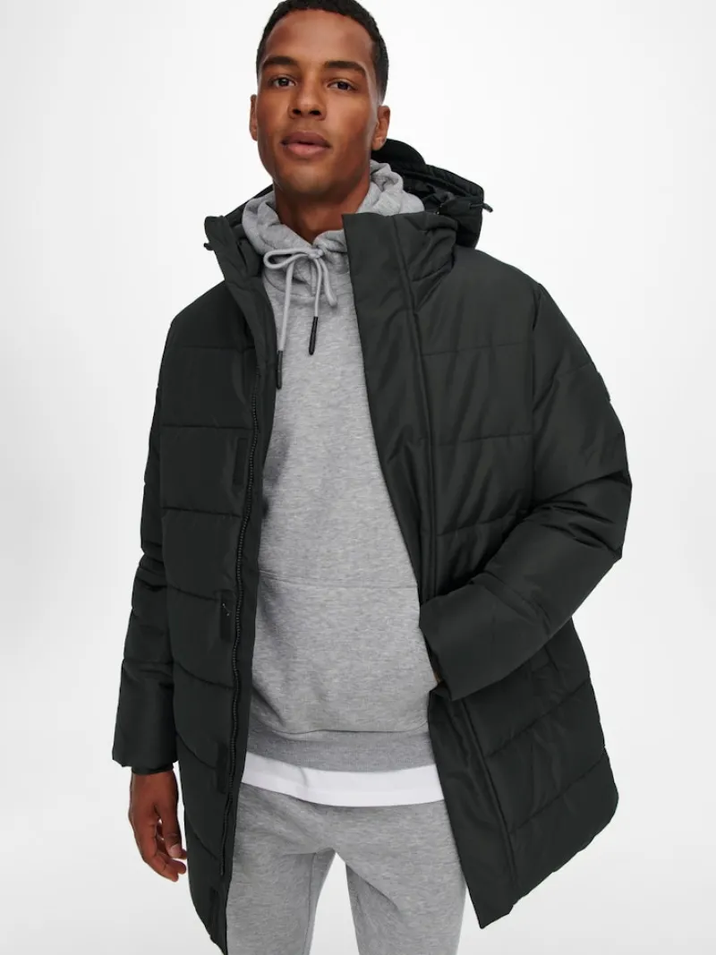 Only & Sons Jacken*ONSCARL LIFE LONG QUILTED COAT OTW NOOS Black