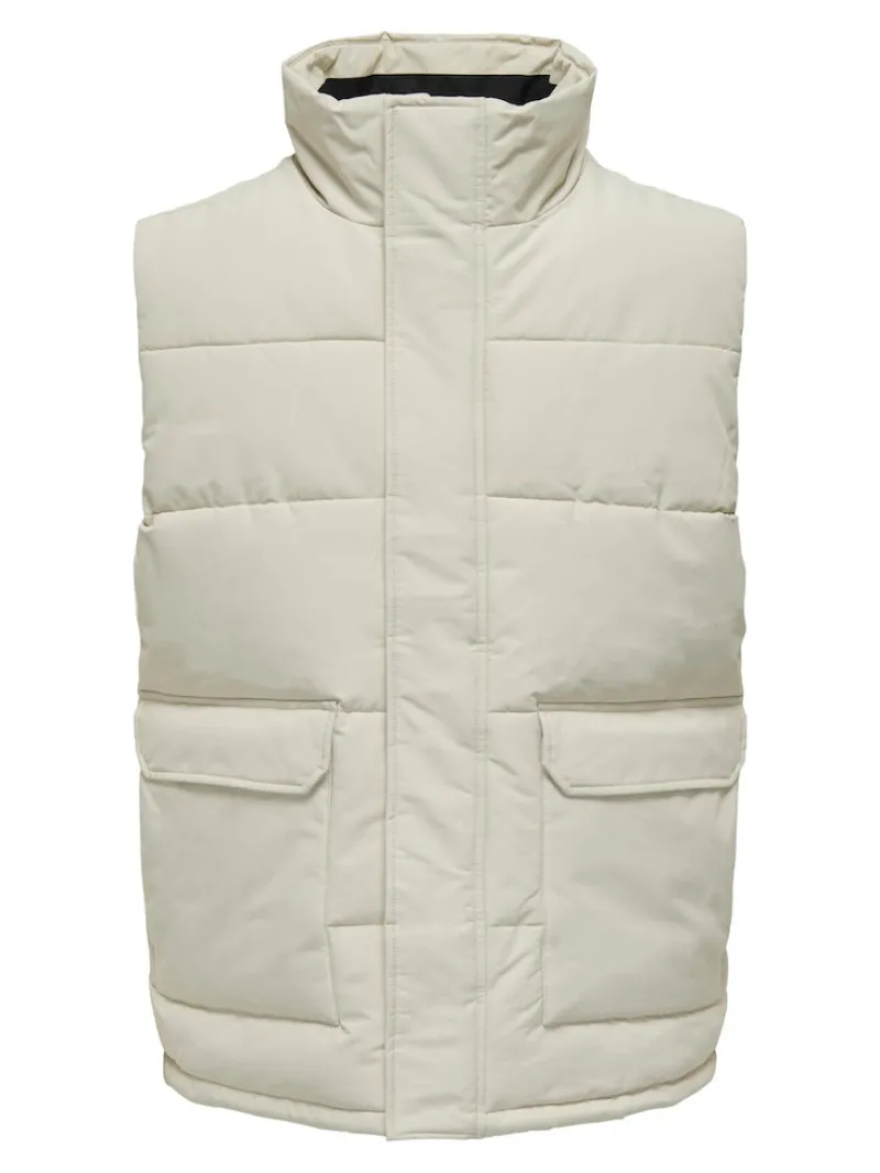 Only & Sons Westen*ONSCARL LIFE QUILTED VEST OTW Silver Lining