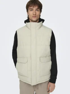 Only & Sons Westen*ONSCARL LIFE QUILTED VEST OTW Silver Lining