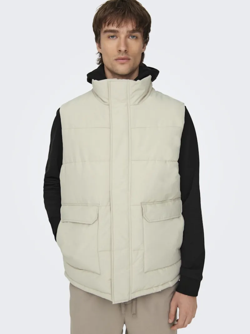 Only & Sons Westen*ONSCARL LIFE QUILTED VEST OTW Silver Lining