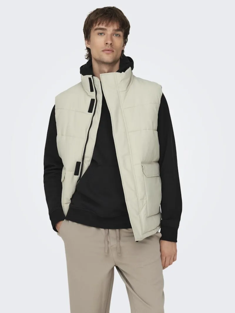 Only & Sons Westen*ONSCARL LIFE QUILTED VEST OTW Silver Lining
