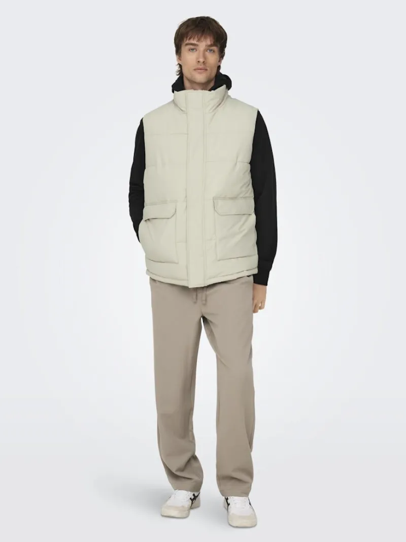 Only & Sons Westen*ONSCARL LIFE QUILTED VEST OTW Silver Lining