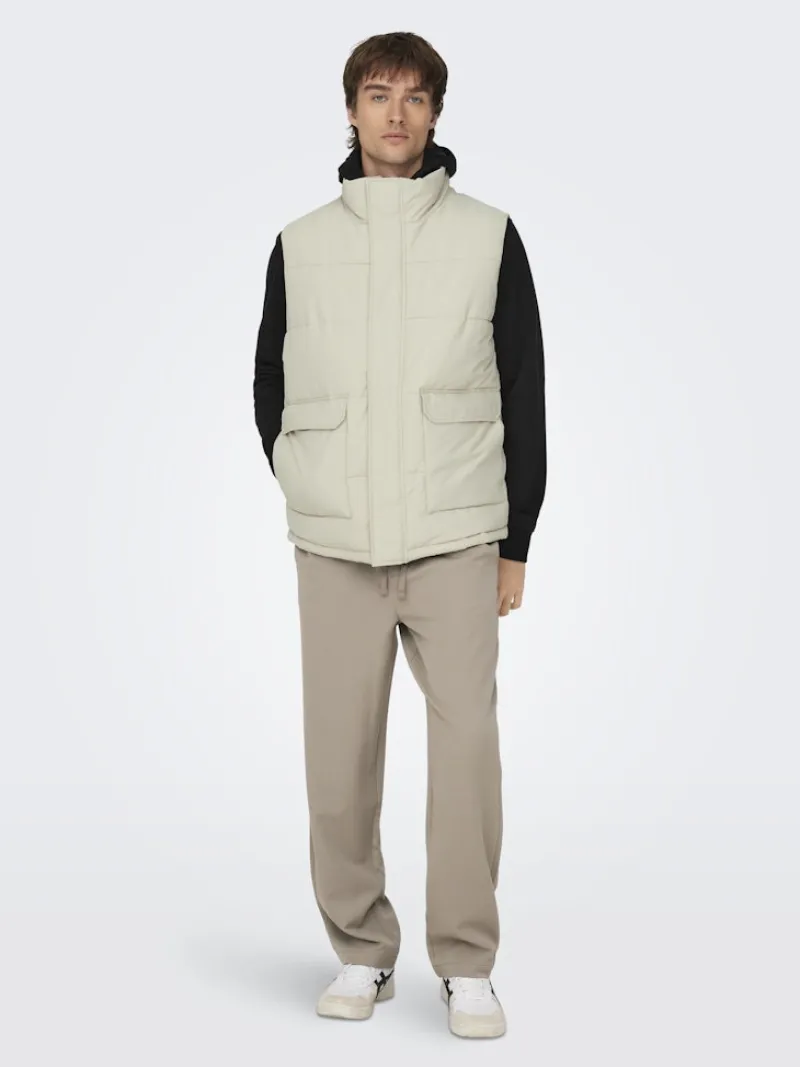 Only & Sons Westen*ONSCARL LIFE QUILTED VEST OTW Silver Lining