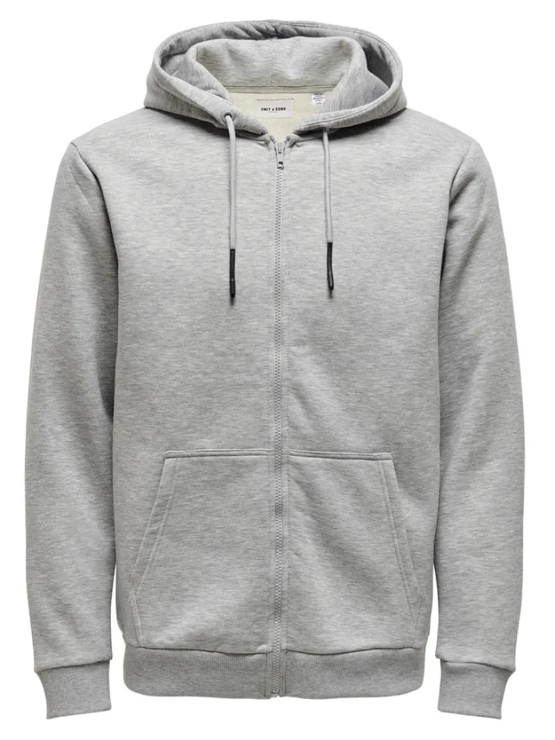 Only & Sons Pullover & Sweatshirts*ONSCERES ZIP THR. HOODIE SWEAT NOOS Light Grey Melange