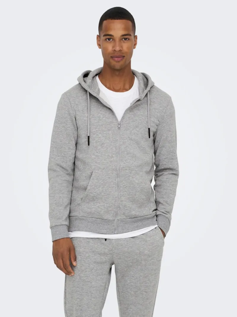 Only & Sons Pullover & Sweatshirts*ONSCERES ZIP THR. HOODIE SWEAT NOOS Light Grey Melange