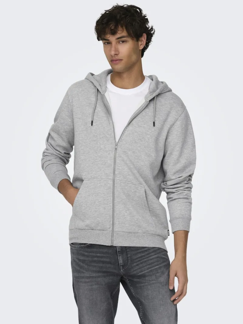 Only & Sons Pullover & Sweatshirts*ONSCERES ZIP THR. HOODIE SWEAT NOOS Light Grey Melange
