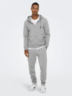 Only & Sons Pullover & Sweatshirts*ONSCERES ZIP THR. HOODIE SWEAT NOOS Light Grey Melange