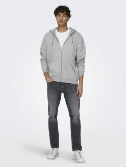 Only & Sons Pullover & Sweatshirts*ONSCERES ZIP THR. HOODIE SWEAT NOOS Light Grey Melange