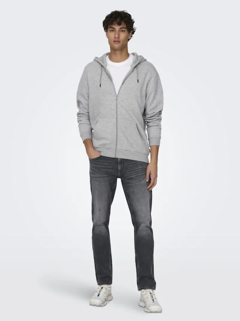 Only & Sons Pullover & Sweatshirts*ONSCERES ZIP THR. HOODIE SWEAT NOOS Light Grey Melange