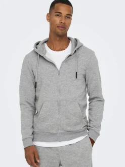 Only & Sons Pullover & Sweatshirts*ONSCERES ZIP THR. HOODIE SWEAT NOOS Light Grey Melange