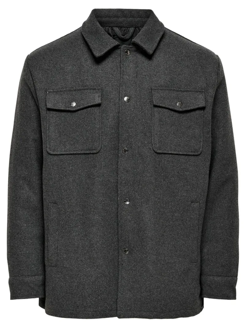 Only & Sons Jacken*ONSCREED LOOSE WOOL JACKET OTW Dark Grey Melange