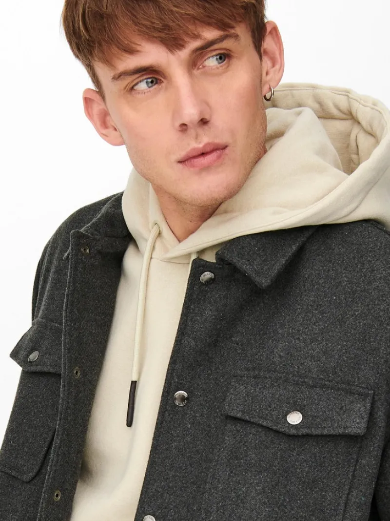 Only & Sons Jacken*ONSCREED LOOSE WOOL JACKET OTW Dark Grey Melange