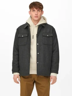Only & Sons Jacken*ONSCREED LOOSE WOOL JACKET OTW Dark Grey Melange