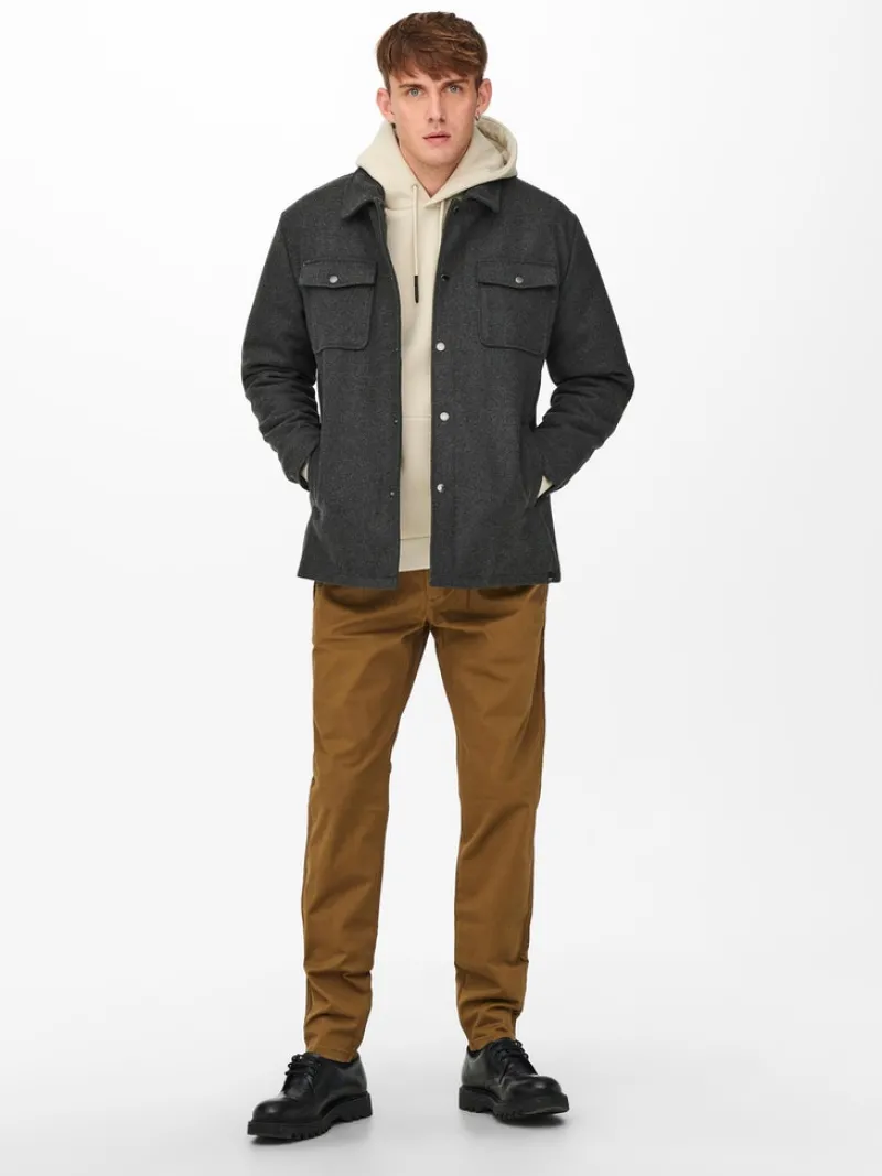 Only & Sons Jacken*ONSCREED LOOSE WOOL JACKET OTW Dark Grey Melange