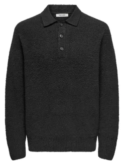 Only & Sons Pullover & Sweatshirts*ONSDALE RLX LS POLO KNIT NOOS Black