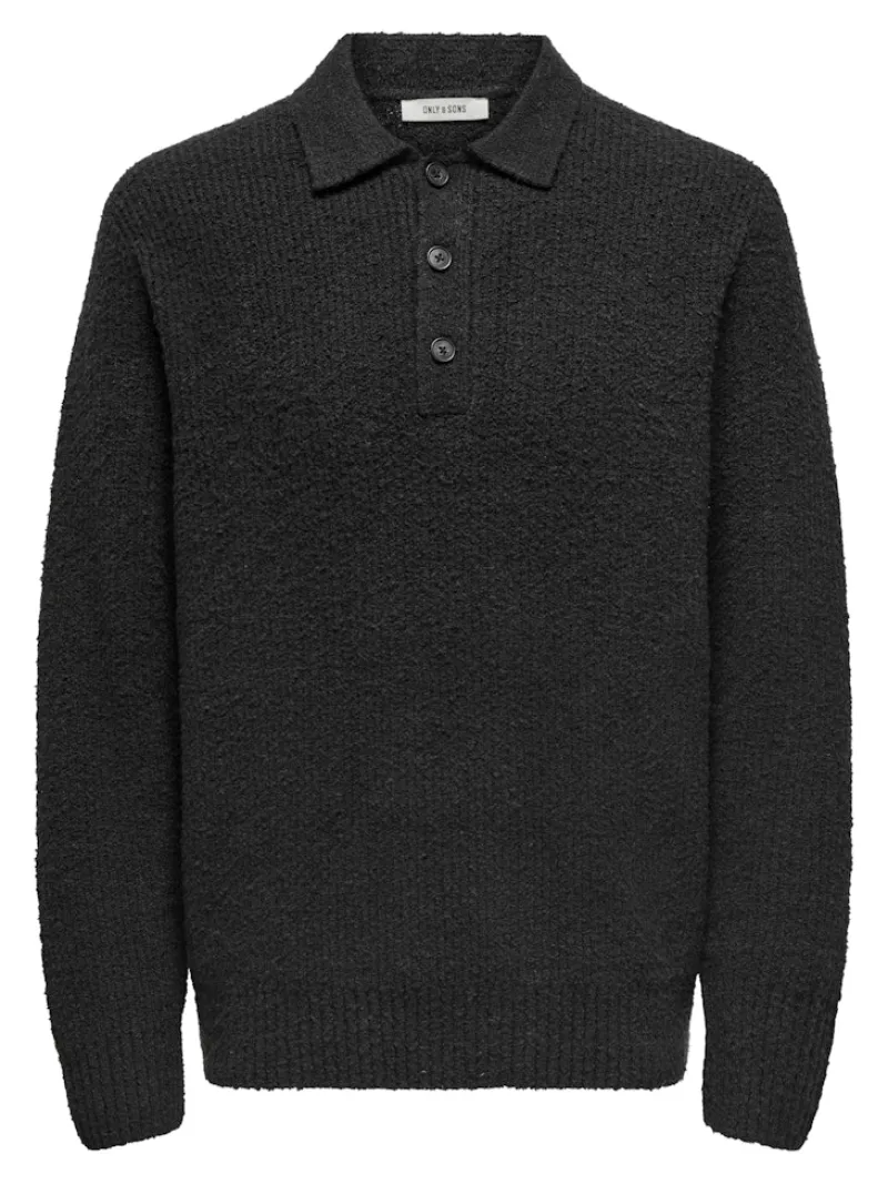Only & Sons Pullover & Sweatshirts*ONSDALE RLX LS POLO KNIT NOOS Black
