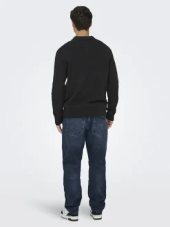 Only & Sons Pullover & Sweatshirts*ONSDALE RLX LS POLO KNIT NOOS Black