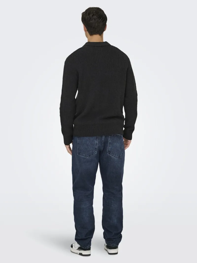 Only & Sons Pullover & Sweatshirts*ONSDALE RLX LS POLO KNIT NOOS Black