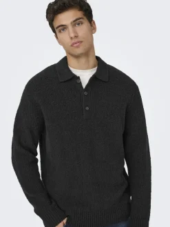 Only & Sons Pullover & Sweatshirts*ONSDALE RLX LS POLO KNIT NOOS Black
