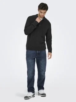 Only & Sons Pullover & Sweatshirts*ONSDALE RLX LS POLO KNIT NOOS Black