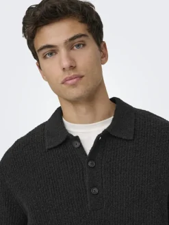 Only & Sons Pullover & Sweatshirts*ONSDALE RLX LS POLO KNIT NOOS Black