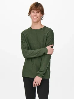 Only & Sons Pullover & Sweatshirts*ONSDEXTOR 12 WASH RAGLAN KNIT Olive Night
