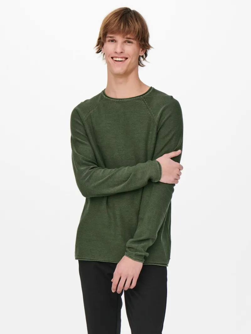 Only & Sons Pullover & Sweatshirts*ONSDEXTOR 12 WASH RAGLAN KNIT Olive Night
