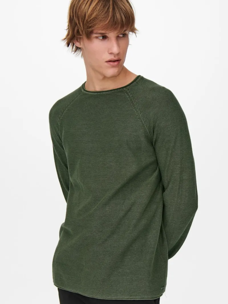 Only & Sons Pullover & Sweatshirts*ONSDEXTOR 12 WASH RAGLAN KNIT Olive Night