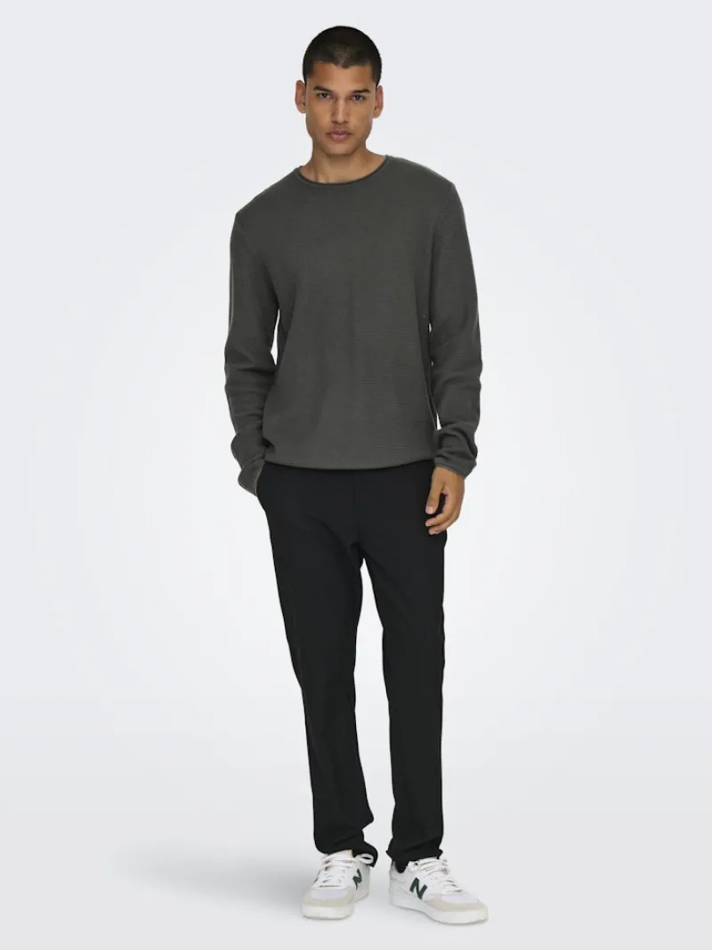 Only & Sons Pullover & Sweatshirts*ONSERIC REG 12 STRUC CREW KNIT NOOS grey pinstripe